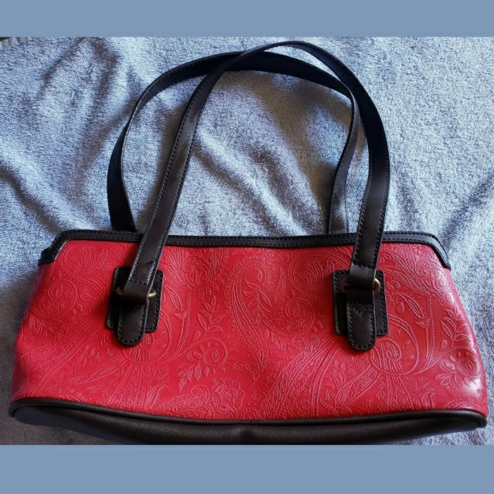 Red & Brown Ornate Purse Floral Paisley Detail